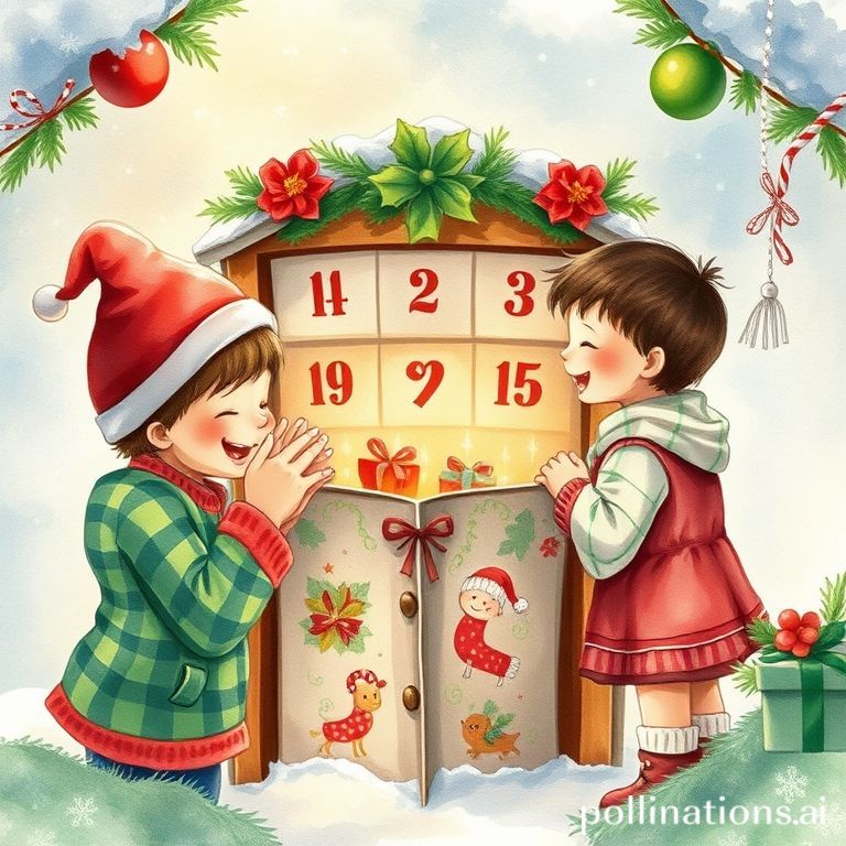 Happy children opening advent calendar, christmas festive, charity fundraising, mexico